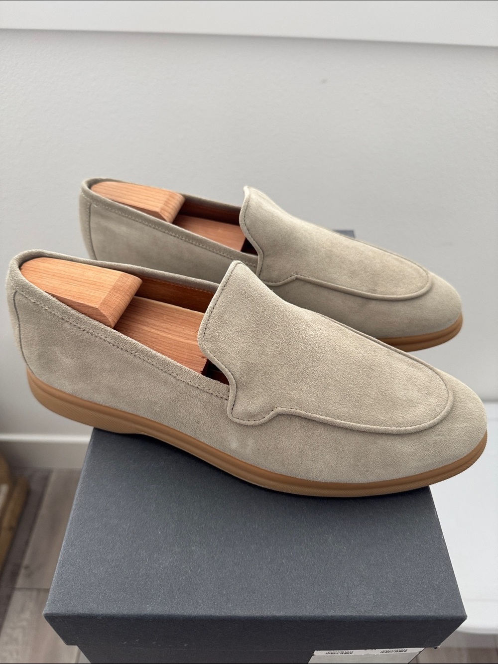 Men's Eleventy Suede Slip-On Loafers in Light Taupe